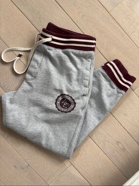 American Eagle Outfitters Grey Sweatpants with Burgundy Trim